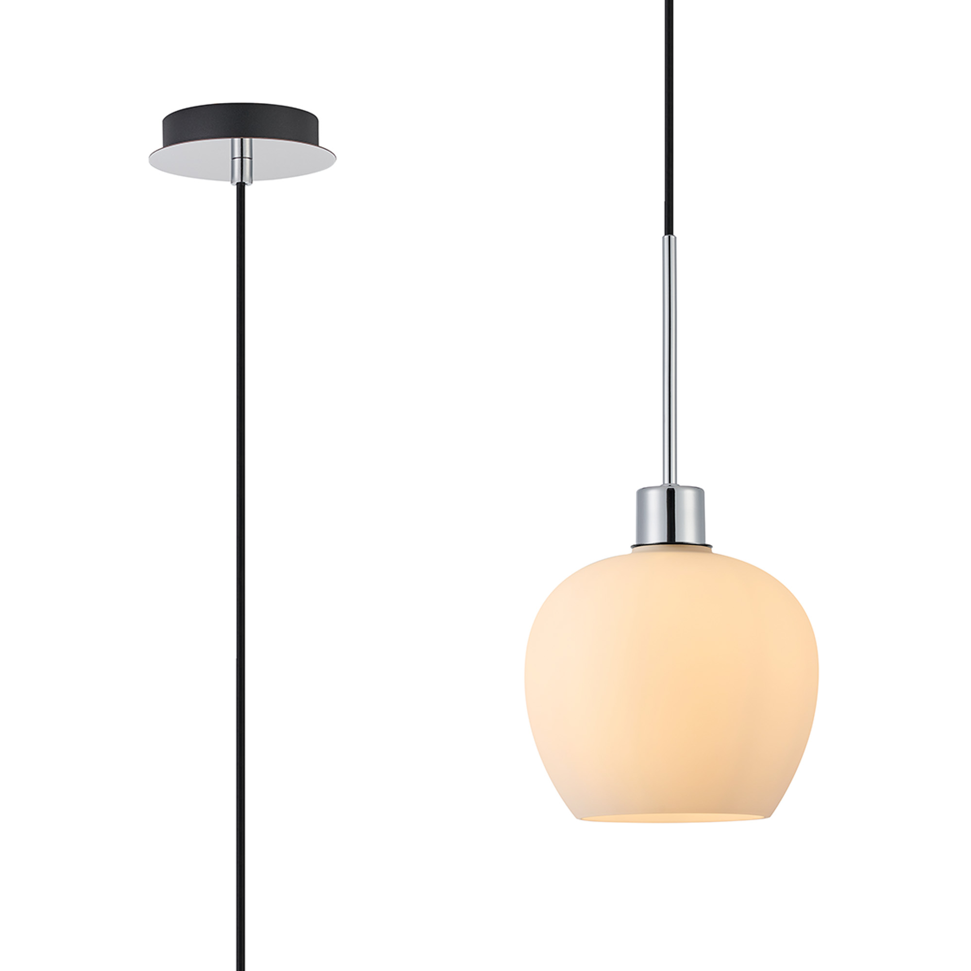DK1264  Lori 1.7m Single Pendant, 1 Light Adjustable E27, Polished Chrome/Opal Wine Shades